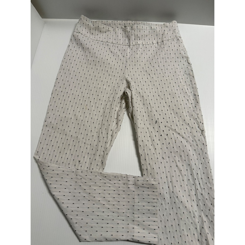Zac & Rachel Womens 14 White Navy Dash Print Pull On Stretch Ankle Pants